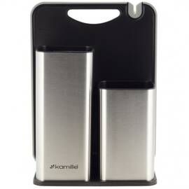 Набор: подставка для ножей 21,2x12,4x22 см с доской разделочной 29,6x22,4x0,8cm Kamille (7610)