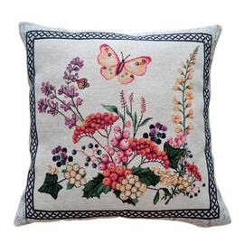 Подушка декоративна 45х45 Лавандове поле Квіти з бабочкою Прованс (026063)