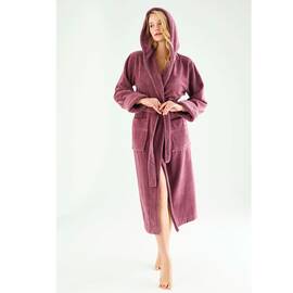 Халат махровый женский NUSA ns 6890 murdum (l/xl) с капюшоном, Цвет: фиолетовый, Размер: L/XL