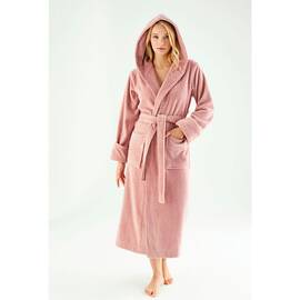 Халат махровый женский NUSA ns 6890 pudra (l/xl) с капюшоном, Цвет: розовый, Размер: L/XL