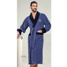 Халат мужской махровый NUSA ns 1140-1 серо-синий (3xl), Цвет: синий, Размер: 3XL