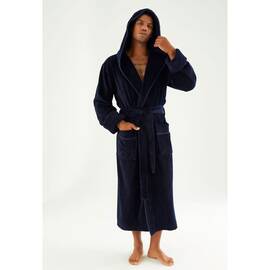 Халат мужской махровый NUSA ns 7230 lacivert (2xl) с капюшоном, Цвет: синий, Размер: 2XL