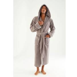 Халат мужской махровый NUSA ns 7230 taupe (m) с капюшоном, Цвет: капучино, Размер: M