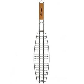 Решетка для рыбы 12x36x2,5 см с деревянной ручкой Скаут (708)