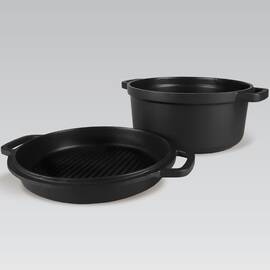 Каструля овальна Maestro з кришкою-сковородою гриль 6,4 л (MR4132), Тип: каструля, Об'єм: 6,4 л, Колір: чорний