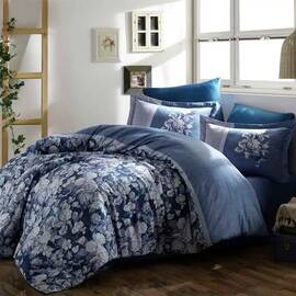 Постельное белье HOBBY сатин Exclusive Amalia синий 200х220 (141223), Размер: двуспальный евро 200х220, Основной цвет: синий