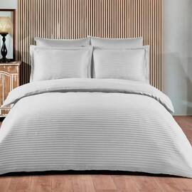 Постільна білизна Satin Strip 200х220 BEYAZ Zeron (18779), Розмір: двоспальний євро 200х220, Основний колір: білий