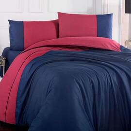 Постільна білизна Altinbasak Ранфорс 200х220 lacivert/bordo, Розмір: двоспальний євро 200х220, Основний колір: синій