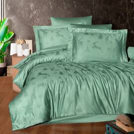 Постільна білизна First Сhoice жаккард 200х220 midas crepe green, Розмір: двоспальний євро 200х220, Основний колір: зелений