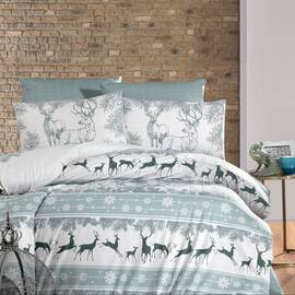 Постільна білизна First Сhoice ранфорс 200х220 deer dark green, Розмір: двоспальний євро 200х220, Основний колір: зелений