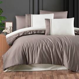 Постільна білизна First Сhoice сатин люкс 200х220 groovy mink, Розмір: двоспальний євро 200х220, Основний колір: коричневий