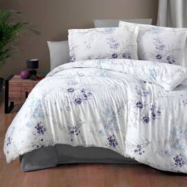 Постільна білизна First Сhoice сатин люкс 200х220 leena lilac, Розмір: двоспальний євро 200х220, Основний колір: фіолетовий