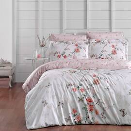 Постільна білизна First Сhoice сатин люкс 200х220 matilde white, Розмір: двоспальний євро 200х220, Основний колір: білий