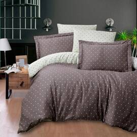 Постільна білизна First Сhoice сатин люкс 200х220 point brown, Розмір: двоспальний євро 200х220, Основний колір: коричневий