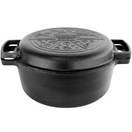 Каструля чавунна з чавунною кришкою-сковородою 6л Brizoll (P-6L-2), Тип: каструля, Об'єм: 6 л, Колір: чорний