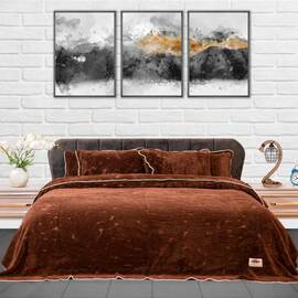 Плед-покрывало жаккардовое Welsoft 220х240 с наволочками 50х70 камушек коричневый Zeron (19548), Цвет: коричневый, Размер: 220x240