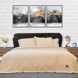 Плед-покрывало жаккардовое Welsoft 220х240 с наволочками 50х70 полоска кремовый Zeron (19574), Цвет: кремовый, Размер: 220x240