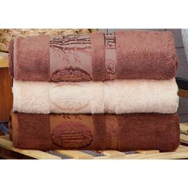 Полотенца бамбуковые 50х90 3шт Aynali Agac Bamboo Desen Zeron (19712), Цвет: коричневый, Размер: 50x90