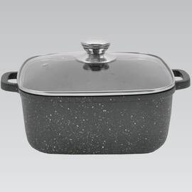 Каструля Maestro з антипригарним покриттям Marble 8л (MR2828), Тип: каструля, Об'єм: 8 л, Колір: чорний