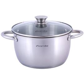 Каструля 3л з кришкою Kamille (4902), Тип: каструля, Об'єм: 3 л, Колір: срібний