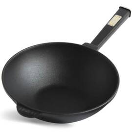 Сковорода чугунная WOK с деревянной ручкой и чугунной крышкой 2,8 л 260х80 мм Brizoll (W26H-1), Цвет: коричневый, Тип: сковорода вок, Форма: круглая, Диаметр (см): 26