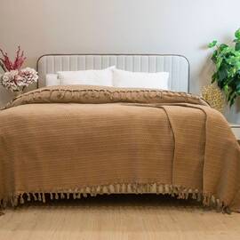 Простынь-покрывало жаккардовое Pike 245х270 Kahve Zeron (19818), Цвет: коричневый, Размер: 245x270