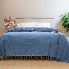 Простынь-покрывало жаккардовое Pike 245х270 Lacivert Zeron (19820), Цвет: синий, Размер: 245x270