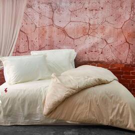 Постільна білизна ранфорс Deluxe 200х220 Pure Series V1 Zeron (19844), Розмір: двоспальний євро 200х220, Основний колір: бежевий