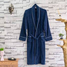 Халат мужской велюр/махра хлопок Lacivert XL Zeron (19880), Цвет: синий, Размер: XL