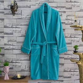 Халат женский велюр/махра хлопок Turkuaz S Zeron (19897), Цвет: бирюзовый, Размер: S