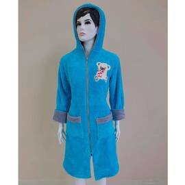 Халат махровый женский длинный c капюшоном на молнии Welsoft бирюзовый M Zeron (19322), Цвет: бирюзовый, Размер: M