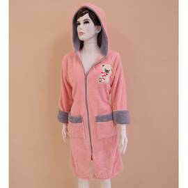 Халат махровый женский длинный c капюшоном на молнии Welsoft пудровый S Zeron (19304), Цвет: нежно-розовый, Размер: S