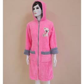 Халат махровый женский длинный c капюшоном на молнии Welsoft розовый S Zeron (19336), Цвет: розовый, Размер: S