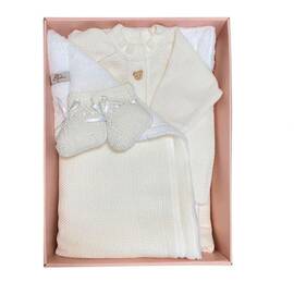 Набір для немовлят молочний 3 одиниці (плед, чоловічок, пінетки) 56-62 Прованс (16807)