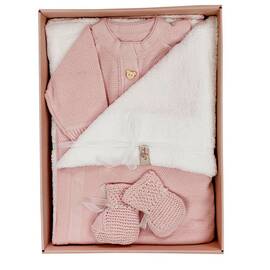 Набір для немовлят рожевий 3 одиниці (плед, чоловічок, пінетки) 56-62 Прованс (16810)