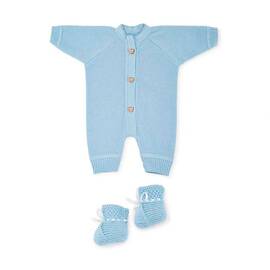 Набір для немовлят блакитний 3 одиниці (плед, чоловічок, пінетки) 56-62 Прованс (16806)