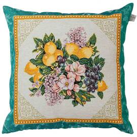 Наволочка 45х45 гобеленовая Verna Фрукти, лимони в золотій рамці Прованс (030035)
