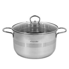 Каструля 4л 22x11 см Kamille (5414), Тип: каструля, Об'єм: 4 л, Колір: срібний