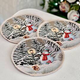 Салфетка с кружевом O20 LiMaSo (ROUND1267M-20D), Тип: салфетки, Цвет: бежевый, Форма скатерти: круглая, Размер: Ø20