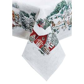 Скатерть 135х350 гобеленовая с велюром Зимове місто Прованс (031301), Тип: скатерти, Цвет: зеленый, Форма скатерти: прямоугольная, Размер: 135x350