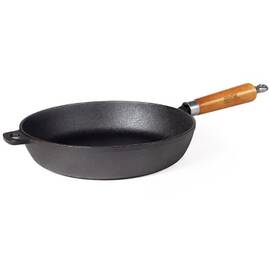 Сковорода чугунная с деревянной ручкой 24 см БІОЛ (РС24), Цвет: черный, Тип: сковорода, Форма: круглая, Диаметр (см): 24