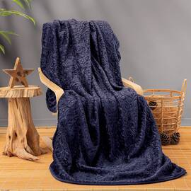 Плед Cotton Box 220X240 EMBOSS LACIVERT, Цвет: синий, Размер: 220x240