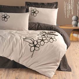 Постільна білизна Cotton box ранфорс 200х220 PANOS KAHVE (з вишивкою)