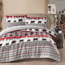 Постельное белье First Сhoice фланель 200х220 kozy tile, Размер: двуспальный евро 200х220, Основной цвет: красный