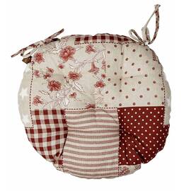 Подушка на стул круглая D-40 Печворк бордо Господиня Прованс (031618), Цвет: бордовый, Размер: Ø 40