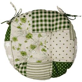 Подушка на стілець кругла D-40 Печворк зелений Господиня Прованс (031622), Колір: зелений, Розмір: Ø 40