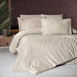 Постільна білизна First Сhoice жаккард 200х220 herra cappuccino, Розмір: двоспальний євро 200х220, Основний колір: бежевий