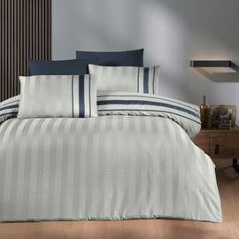 Постільна білизна First Сhoice люкс сатин 200х220 artwel silver, Розмір: двоспальний євро 200х220, Основний колір: сірий