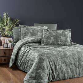 Постільна білизна First Сhoice сатин люкс 200х220 karlis moonmist, Розмір: двоспальний євро 200х220, Основний колір: зелений