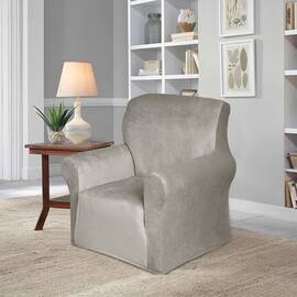 Чехол на кресло серый велюр Love you, Цвет: серый, Размер: чеxлы для кресел